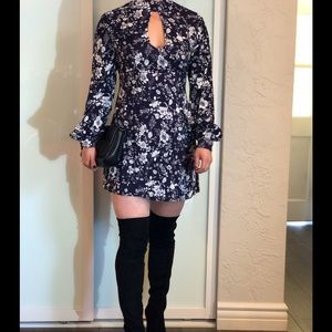 Boohoo navy floral mini dress